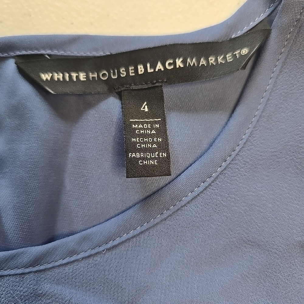 WHITE HOUSE BLACK MARKET Womens Sleeveless Top Size 4 Small Blue Layered Blouse - Picture 2 of 8